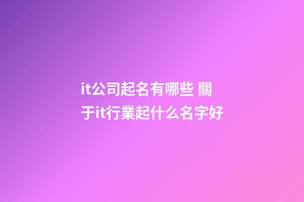 it公司起名有哪些 關于it行業起什么名字好-第1張-公司起名-玄機派